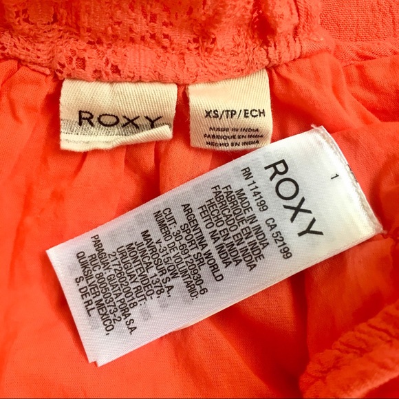 Roxy Orange lace strap band Open Back backless linen crepe halter mini Dress - Picture 5 of 7
